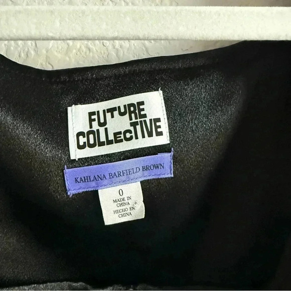 Future Collective Kahlana Barfield Brown Pointed Front Zip Black Bustier Size 0 - Picture 9 of 9